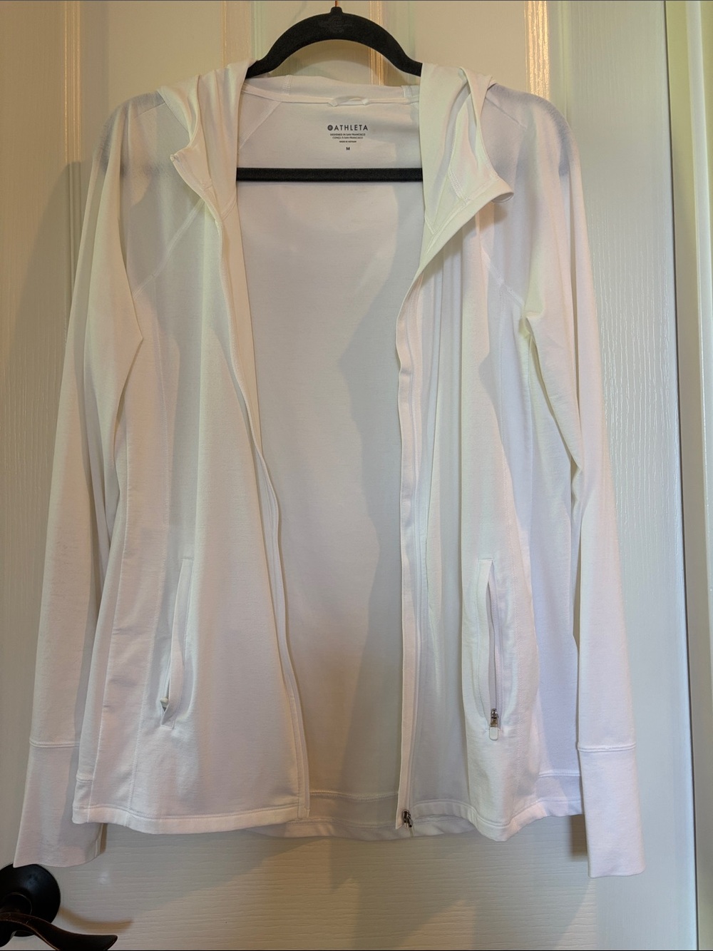 Athleta Women's White Hooded Lightweight Zip Jacket - Swimwear Cover Up